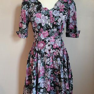 Vintage 80's Floral Midi Dress